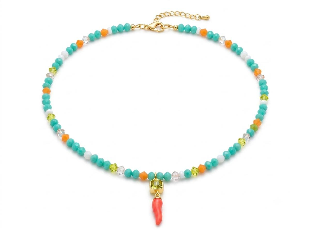 Collana turchese con corno di corallo – foto originale