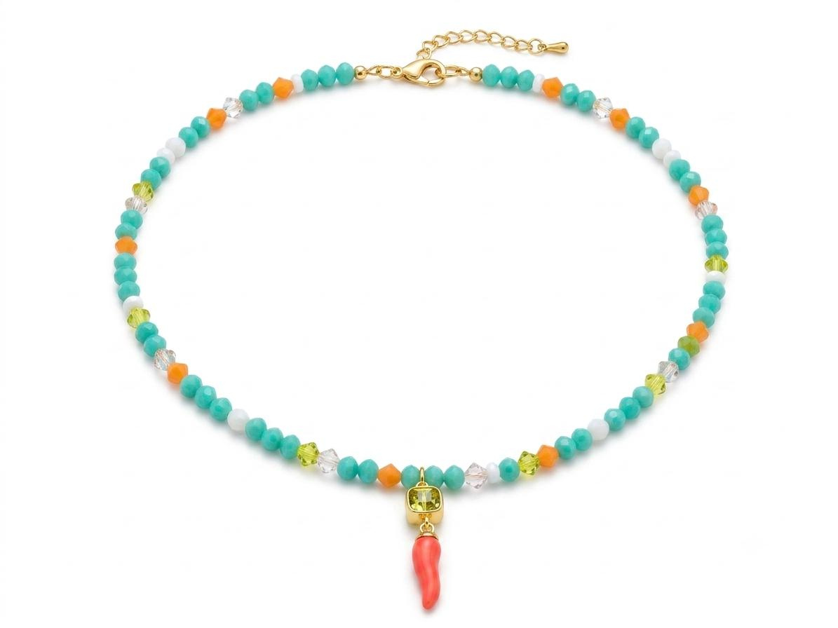 Collana turchese con corno di corallo – foto originale