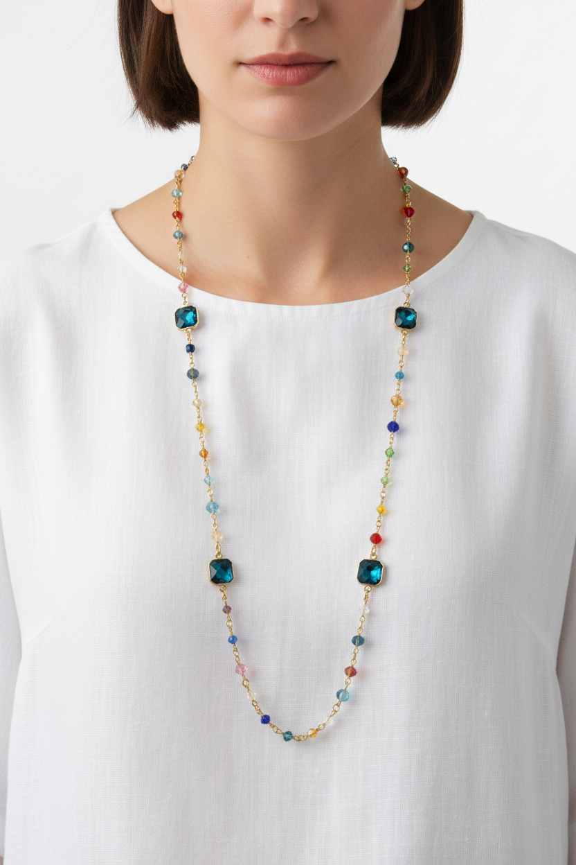 Collana multicolor teal
