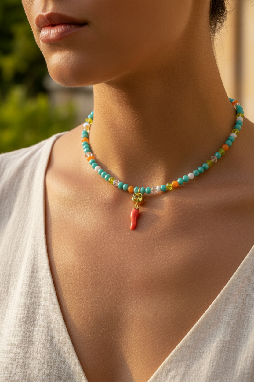 Collana turchese indossata lifestyle